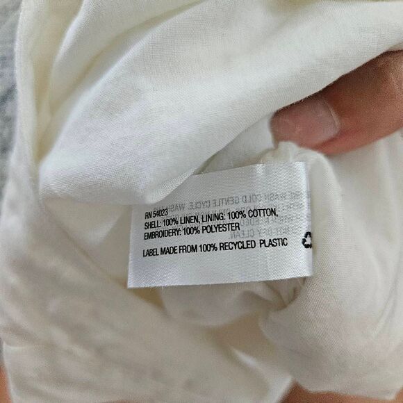 Banana Republic Baby White Linen Embroidered Overall Jumpsuit Size 18-24 Months - Picture 5 of 5